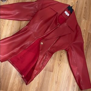 House of Celeb boutique; red leather jacket dress
